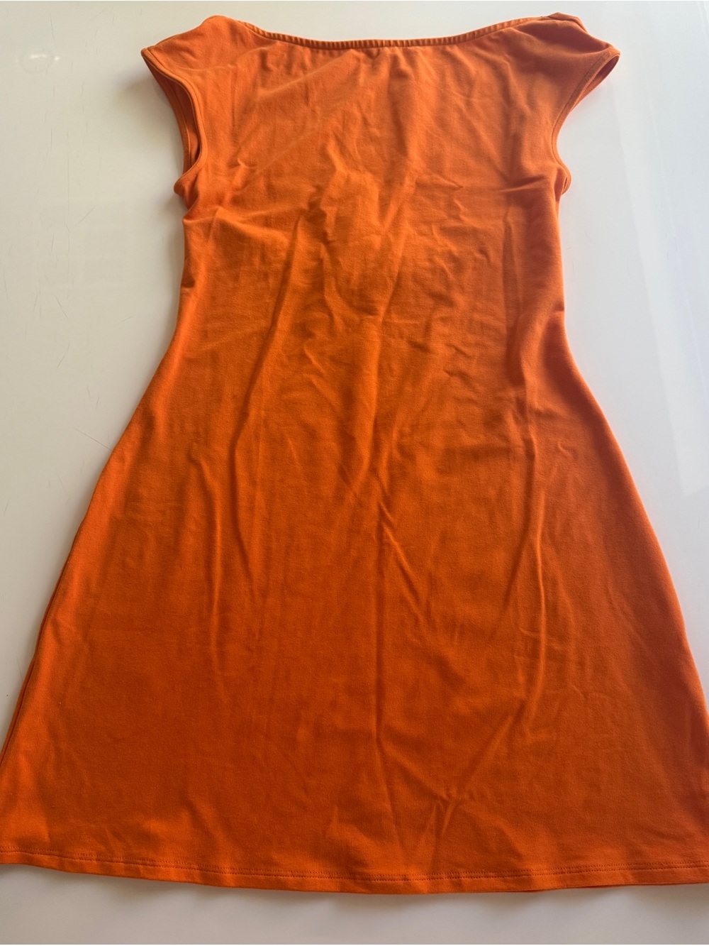 Reformation Bateau Neckline Mini Dress-Womens Orange Off-Shoulder Dress